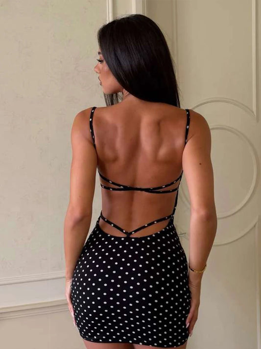 Prissy Polkadot Backless Dress