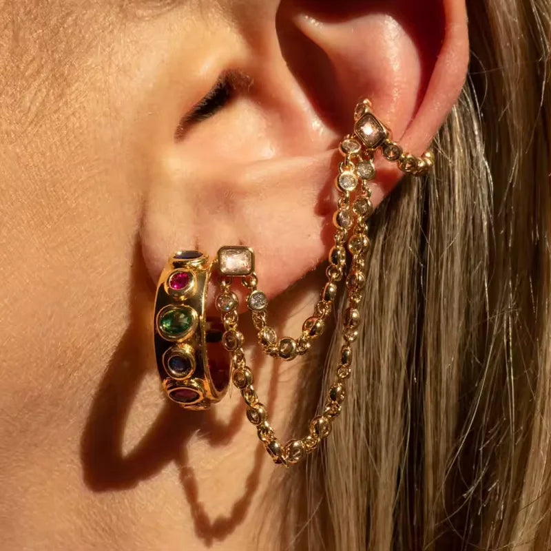 11:11 Luxe 1Pc Double Link Tassel Chain Earrings 