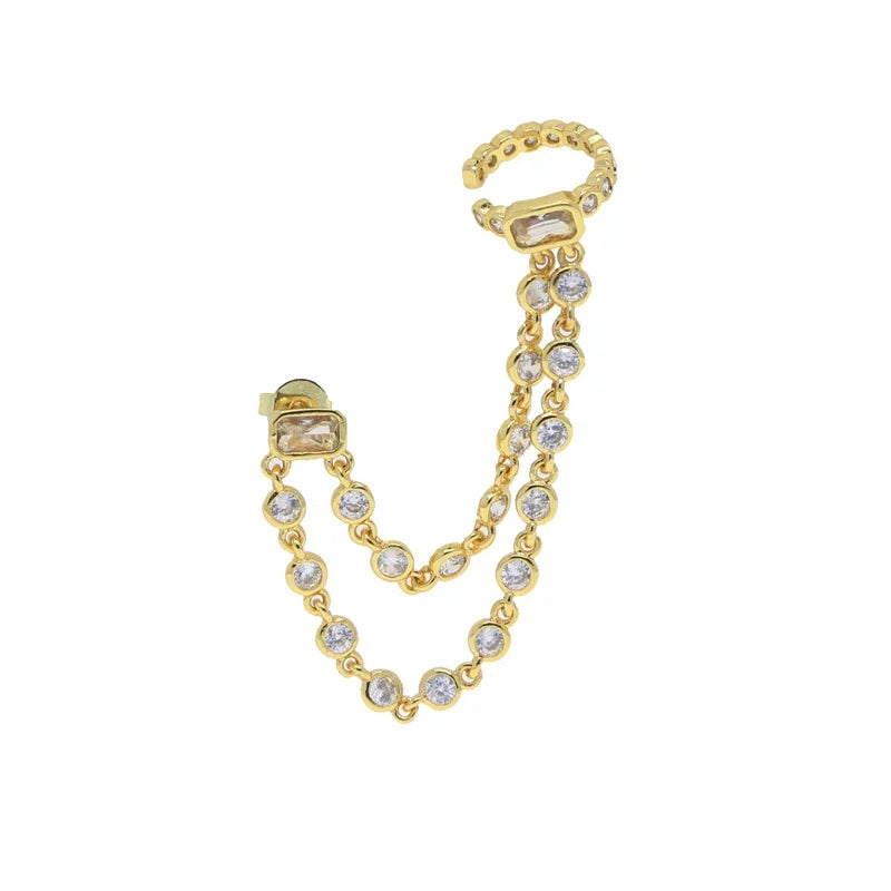 11:11 Luxe 1Pc Double Link Tassel Chain Earrings 