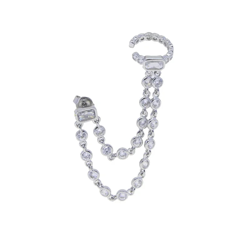 11:11 Luxe 1Pc Double Link Tassel Chain Earrings 